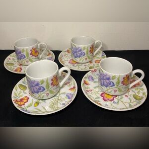 8 Piece Avignon Toscany Japan China Demitasse Floral Tea Espresso Set Cup Saucer